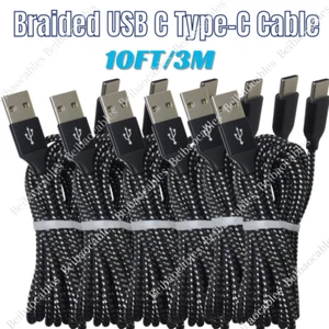 Braided USB C Type-C Fast Charging Data SYNC Charger Cable Cord 10FT For Samsung - Picture 1 of 10