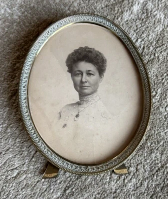 Antique Heavy Bronze or Brass Picture Portrait Photo Frame Convex Bubble Glass - Image 1 of 4