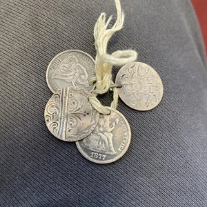 Antique American Seated Dimes Love Tokens (4) Charms Great Gift - Picture 1 of 9