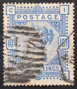 RARE 1883- Great Britain 10- ultramarine QV postage stamp Used SG183 Cat £525 - Picture 1 of 2
