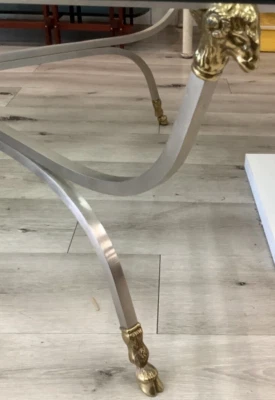 De colección MCM Regency Maison Jansen Mesa Carneros Cabeza Vidrio Tapa Café Cóctel DS17 Foto 1 de 4