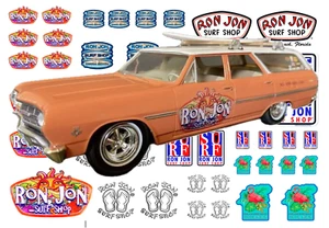 1:64,1:43,1:32,1:24 SURF SHOP WATER-SLIDE DECALS FOR HOT WHEELS, SLOT CAR MODEL - Picture 1 of 3
