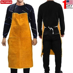39.37’’×25.59’’ Cowhide Leather Welding Apron Flame & Heat Resistant Clothing US - Picture 1 of 11