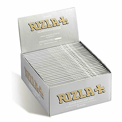 Pack of 10 Rizla Silver King Size Slim Ultra Thin Cigarette Smoking Rollings - Image 1 of 4