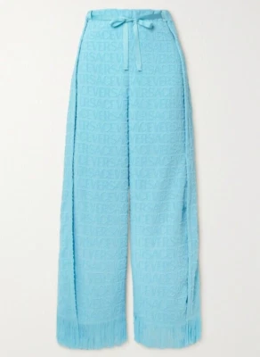 Calça de banho Versace Dua Lipa azul logotipo jacquard terry nova com etiquetas 40 4 $1100 - Imagem 1 de 4