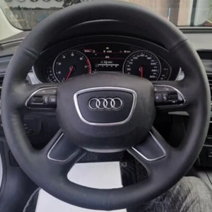 Cubierta de volante de coche personalizada de cuero genuino apta para Audi A6 (C7) 2012-16 Q7 - Imagen 1 de 6