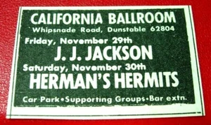 Herman's Hermits/J.J.Jackson Dunstable Gig ORIGINAL 1968 Press/Mag ADVERT 2"x 1" - Picture 1 of 3