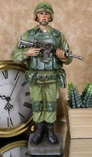 Military Battlefield Marine Army Soldier Standing On Guard With Rifle Figurine