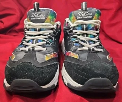 Skechers D'Lites GALAXY 幻想记忆泡沫女式 149782/BKMT 尺码 11W Guc — 第 1/4 张图片