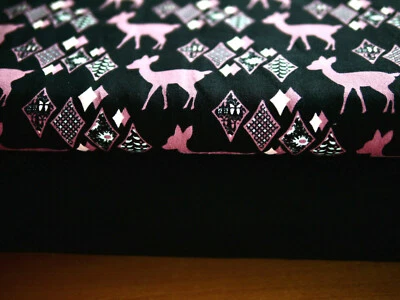 Stoffpaket Jersey, Jerseystoff 2 x 25x140 cm, Stoff Reh, Bambi & uni schwarz - Bild 1 von 4