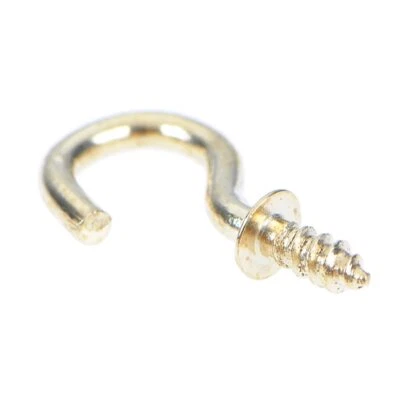 50Pcs 1/2 Inches Brass Plated Cup Hooks Shouldered Screw Hanging Hat Coat - Image 1 of 4
