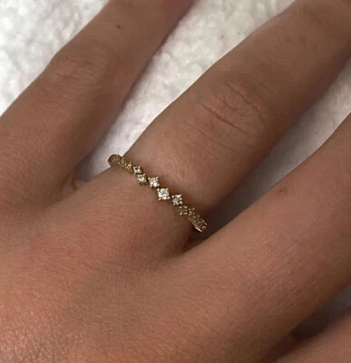 Anel de ouro 18k com diamante Half Eternity 0,20 quilates - Tamanho 5,25 - Imagem 1 de 4