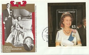 1987 Tuvalu/Nanumaga FDC cover 40th Wedding Anniversary Queen Elizabeth II - Picture 1 of 2