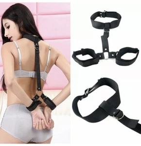 Neck Collar to Wrist Handcuff Harness Restraint BDSM Bondage Couple Sex Roleplay - Picture 1 of 7