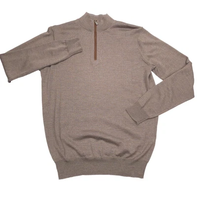 $250 Peter Millar Autumn Crest Irish Cream Beige 1/4 Zip Wool Sweater Mens 2XL - Image 1 of 4