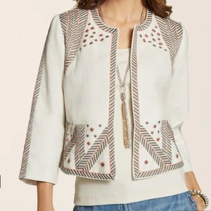 NWT Chicos Embellished Artisan chino Jacket blazer 3 XL (Q26 - Picture 1 of 1