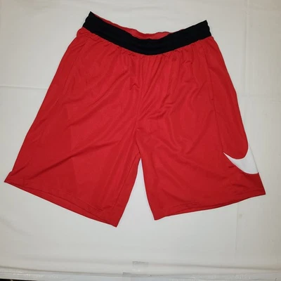 Nike Dri-FIT Basketball Training Shorts Men's Loose Fit Red Large White Swoosh  - Image 1 of 4