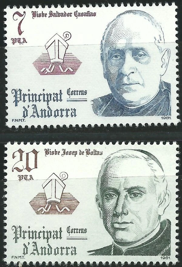 Estampillas de Andorra 1981 Edifil 146/7 ** Copríncipes Episcopales Obispos Salvador Cas Foto 1 de 1