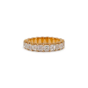 18K Yellow Gold Full Eternity 4.43ct. Asscher Cut Diamond Accented Wedding Band - Picture 1 of 7