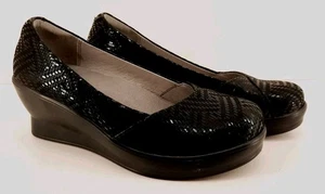 Alegria Flirt Black Dazzeler Leather Wedge Heel Shoes. Size 6. (FLI 530) - Picture 1 of 11