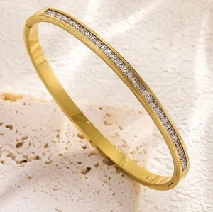 Bracciale Art Decò 18k YGP Baguette taglio principessa zirconi donna uomo ETERNITÀ - Foto 1 di 4