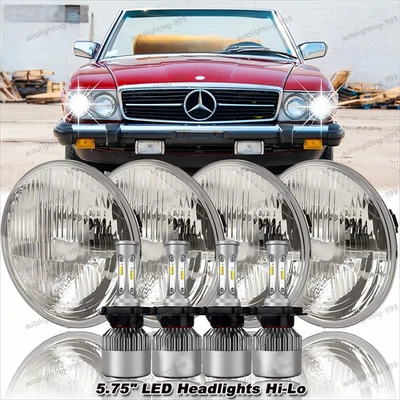 For Mercedes-Benz 380SL 450SL 560SL 4PCS 5.75" Round LED Headlights Hi-Lo Beam - Image 1 of 4