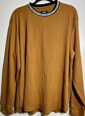 Ecko Unltd. nuevo con etiquetas Camisa térmica tejida gofre - Talla 2XL - ¡Oro amarillo con cuello con logotipo! Foto 1 de 4