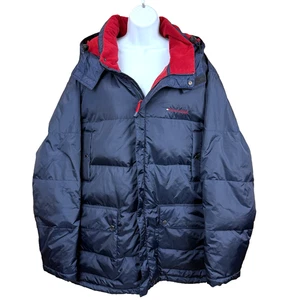 Tommy Hilfiger Men's XXL Down Parka Detachable Hood Navy Blue Puffer Coat 90's - Picture 1 of 19
