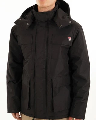 Fila Vintage Liam Cargo Padded Jacket Black - Image 1 of 4