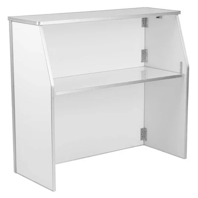 Portable Serving Table 4ft Wide White Folding Bar Rectangle Outdoor Party Event - Image 1 of 3