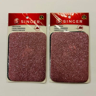 SINGER IRON-ON PATCHES 2 pack Black and Rose Gold 3.75" X 5" crafts glitter NEW - Image 1 of 2
