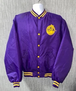 Vtg Howe Mens Purple/Yellow Quilt Lined Snap Button Jacket Size XL - Picture 1 of 8