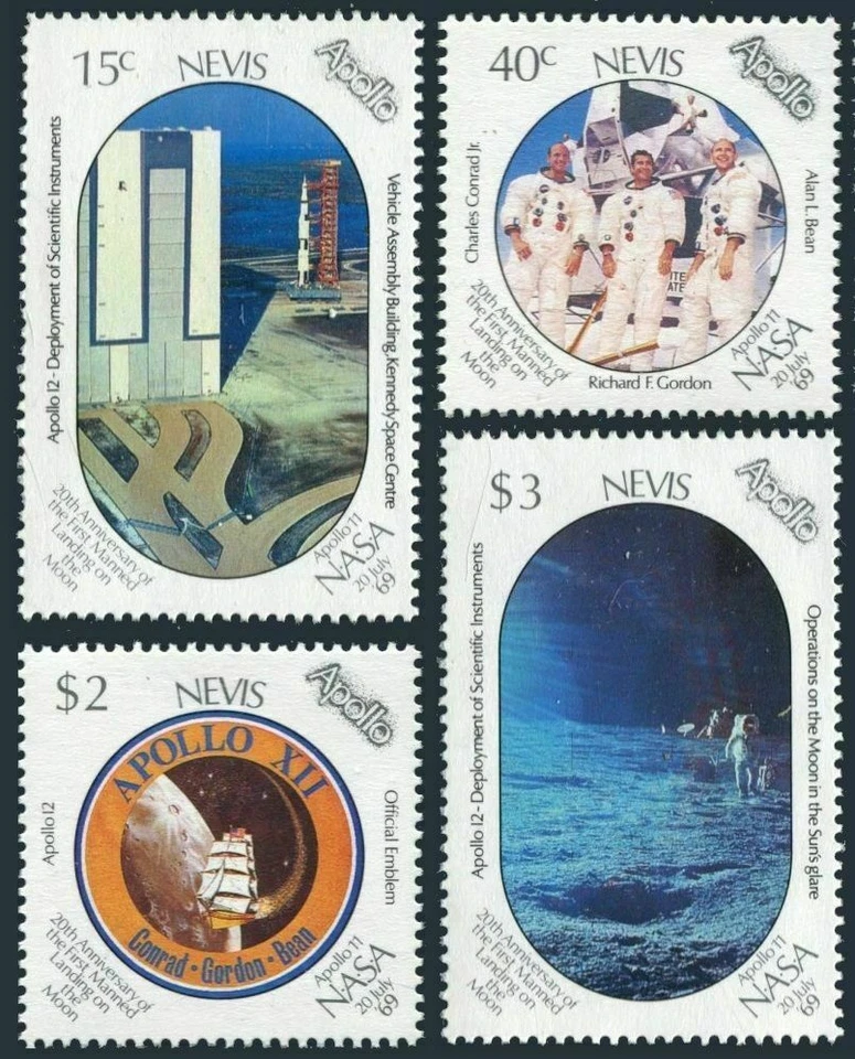 Apollo 12 Nevis #586 - 589 Mint NH Complete Space Set - Image 1 of 1