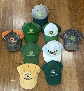 Lote de 9 sombreros/sombreros de camionero/tapas ajustables/parte posterior a presión/malla/tela John Deere - Imagen 1 de 11