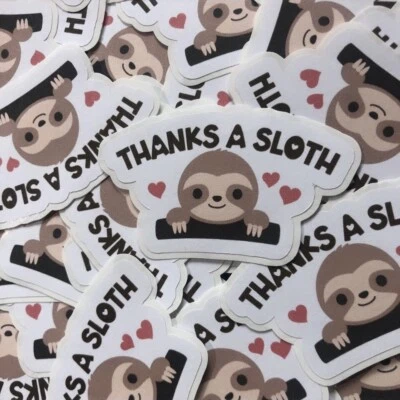 (465) Pegatinas Thanks A Sloth • Tamaño: 1,25” x 2” • Favores de fiesta, suministro de envío Foto 1 de 4