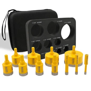 11pcs/kit Diamond Drill Bit Set Hole Saw Cutter EVA Tool Set for Ceramic Tile - Picture 1 of 11