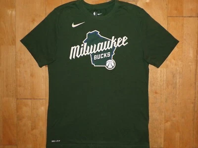THE NIKE TEE Mens NBA MILWAUKEE BUCKS DRI-FIT Medium M Green GAMEDAY Shirt - Image 1 of 4