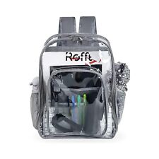 ROFFT Clear Backpack Large, Durable PVC, Reinforced Straps, Gray, Multi-Pockets