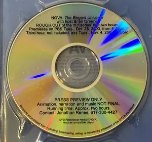 NOVA THE ELEGANT UNIVERSE ROUGH CUT DVD PREVIEW SCREENER BRIAN GREENE RARE - Foto 1 di 2