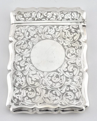 Antique Victorian Solid Silver Card Case, Birmingham, 1891 Cover