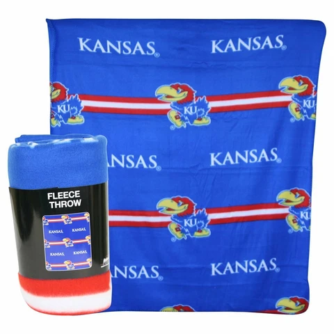 Kansas Jayhawks Fleece Throw Blanket 50 x 60" NCAA Light weight Cover