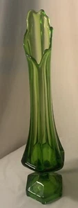 Vintage Glass Drape Swung Green 20" Vase - Picture 1 of 6