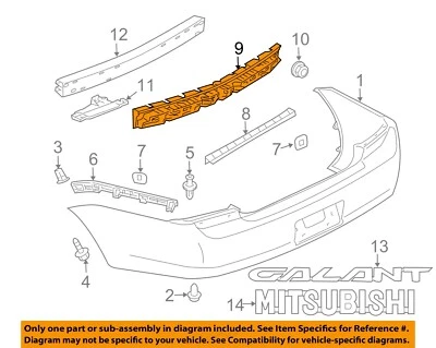 Barra absorbedora de impacto de espuma facial para parachoques Galant MITSUBISHI OEM 04-12 MR598704 Foto 1 de 2
