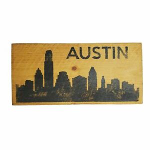 AUSTIN Texas Skyline Sign 20" x 9.5" Wall Hanging Made In USA Barn Wood