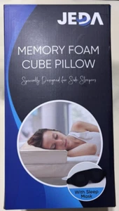 Memory Foam Cube Pillow for Side Sleepers - NEW in Box - Jeda brand + sleep mask - Picture 1 of 5