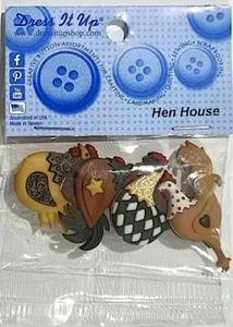 DRESS IT UP BUTTON EMBELLISHMENTS ~HEN HOUSE (SHANKS ON THE BACK) D12 - Picture 1 of 3