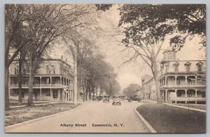 Albany Street Cazenovia NY c1920 Street Scene Old Cars Albertype Postcard - Picture 1 of 2