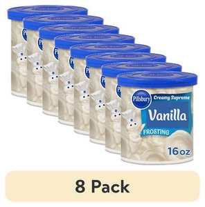 (8 pack) Pillsbury Creamy Supreme Vanilla Frosting, 16 Oz Tub - Picture 1 of 10