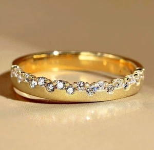 Simuliertes Diamant Rund Schliff Ewigkeitsband Ehering in 14k Gelbvergoldet - Bild 1 von 4