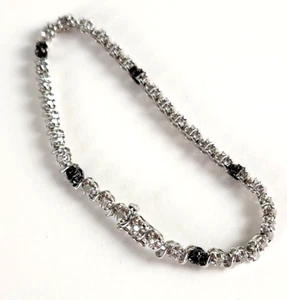 Brazalete Tenis Kay Jewelers Diamante Negro Blanco 1 CT TW Esterlina Corte Redondo 7.5" - Imagen 1 de 16